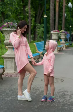 Платье - туника ( розовая ) Мама + дочь